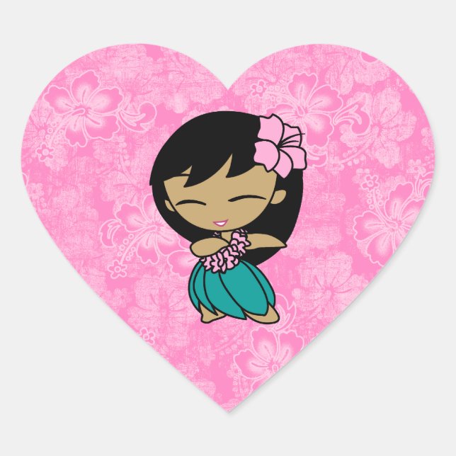 Pegatinas de Aloha Honeys Hula Chica Hibiscus (Anverso)