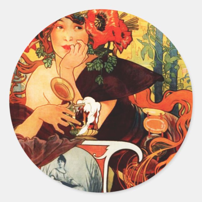 Pegatinas de Alphonse Mucha Beer of the Muse (Anverso)
