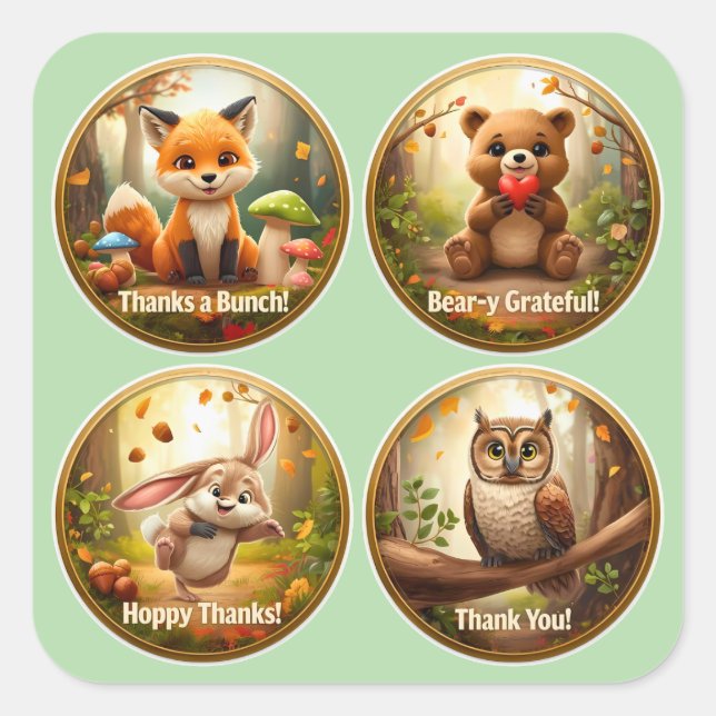 Pegatinas de amigos de Woodland - Animal Cute Fore (Anverso)