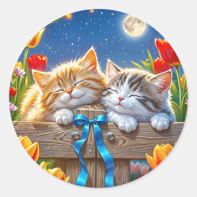 Pegatinas de amigos gatitos lindos  (Anverso)