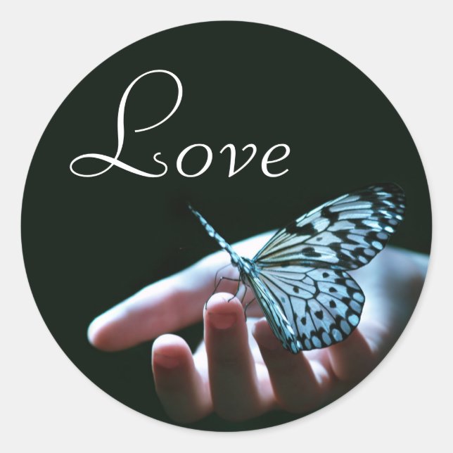Pegatinas de amor negro azul mariposa (Anverso)