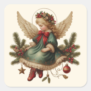 Pegatinas de ángel de Navidad vintage