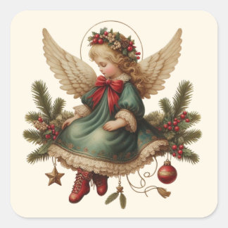 Pegatinas de ángel de Navidad vintage