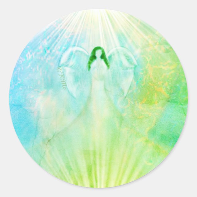 Pegatinas de Angel Green Blue Archangel Raphael (Anverso)