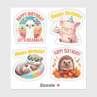 Pegatinas de animales de cumpleaños, Pegatinas de 