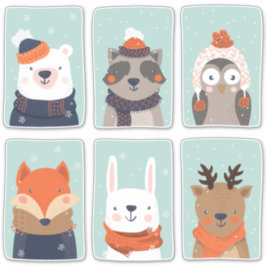Pegatinas de Animales de Invierno