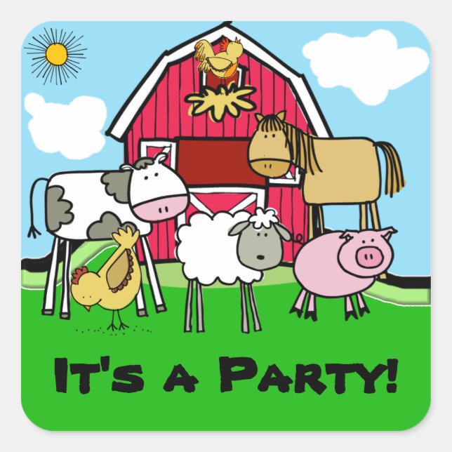 Pegatinas de animales de la granja de pollos de ov (Anverso)