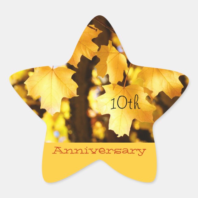 Pegatinas de aniversario sellan hojas doradas amar (Anverso)