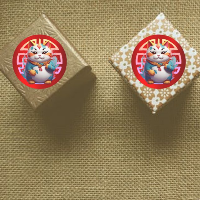 Pegatinas de Año Nuevo Chino de Fortune Cat (Subido por el creador)