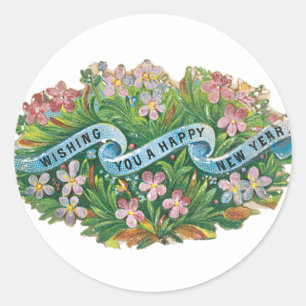 Pegatinas de Año Nuevo Feliz - diseño vintage