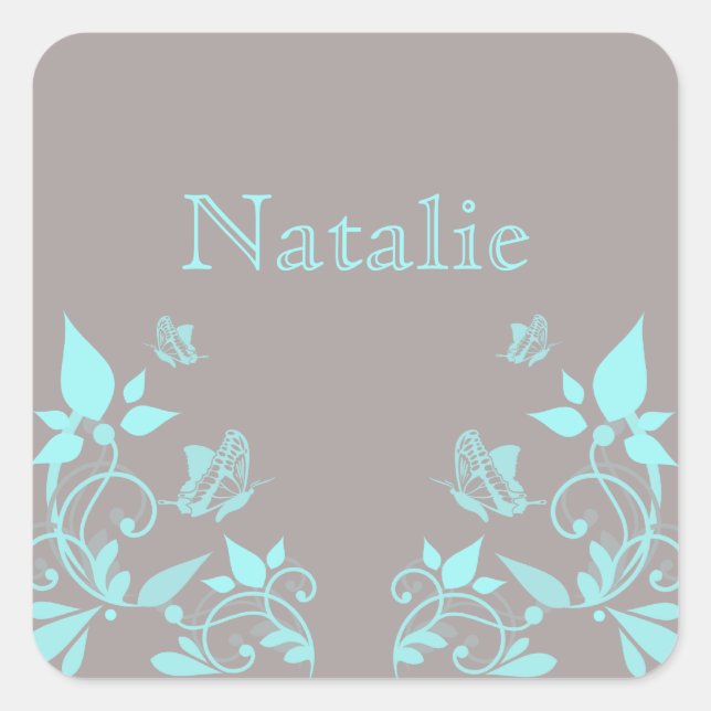 Pegatinas de Aqua Butterfly Floral (Anverso)