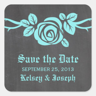 Pegatinas de Aqua Rose Chalkboard para guardar la