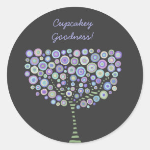 Pegatinas de árbol de círculo retro azul