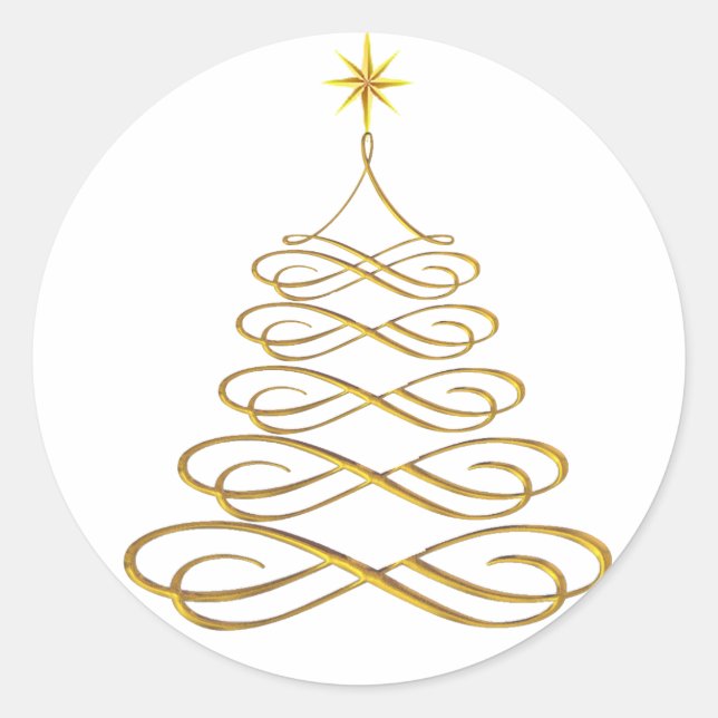 Pegatinas de árbol de Navidad con estilo dorado (Anverso)
