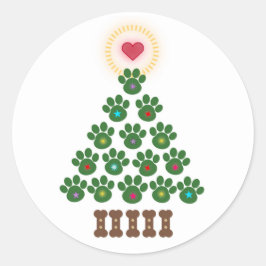 Pegatinas de árbol de Navidad con huellas de patas