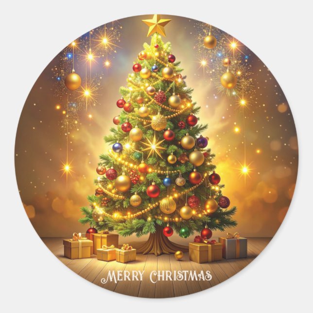 Pegatinas de árbol de Navidad decorado (Anverso)