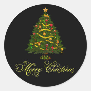 Pegatinas de árbol de Navidad elegantes negras y v