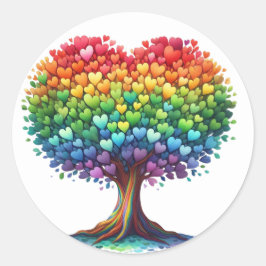 Pegatinas de árbol multicolor con forma de corazón