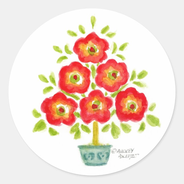 Pegatinas de árboles navideños con flores de diver (Anverso)