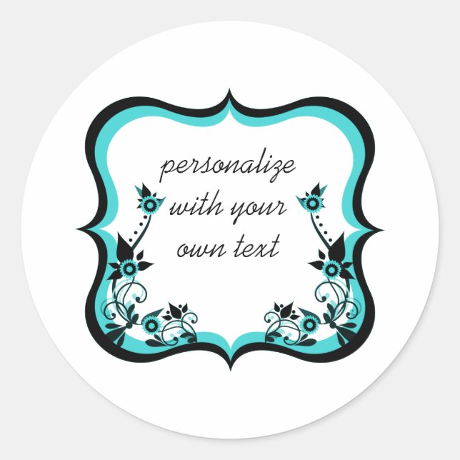 Pegatinas de armazón floral, turquesa (Anverso)