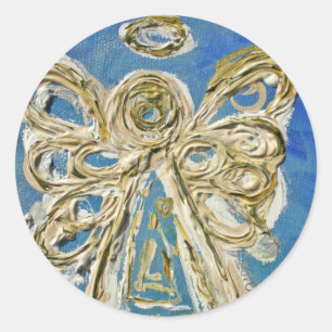 Pegatinas de Art Decó del Ángel de la Guardia Azul