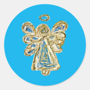 Pegatinas de Art Decó del Ángel de la Guardia Azul