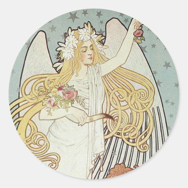 Pegatinas de Art Nouveau Angel (Anverso)