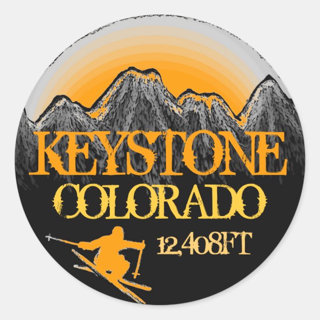 Pegatinas de arte de esquí naranja Keystone Colora (Anverso)