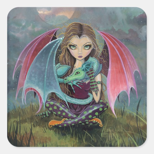 Pegatinas de arte de fantasía de dragón de hada gó (Anverso)