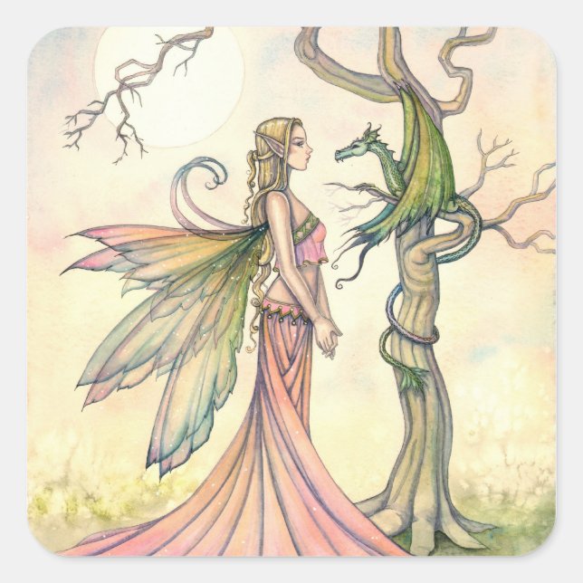 Pegatinas de arte de fantasía de hada y dragón (Anverso)