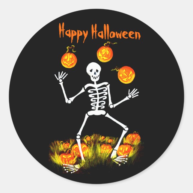 Pegatinas de arte de Halloween, esqueleto, calabaz (Anverso)
