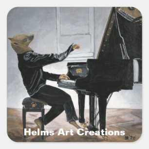 Pegatinas de arte de la música de piano de hiena