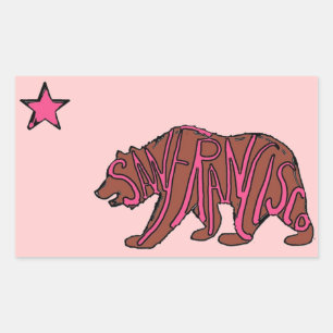 Pegatinas de arte de oso rosa de San Francisco Cal