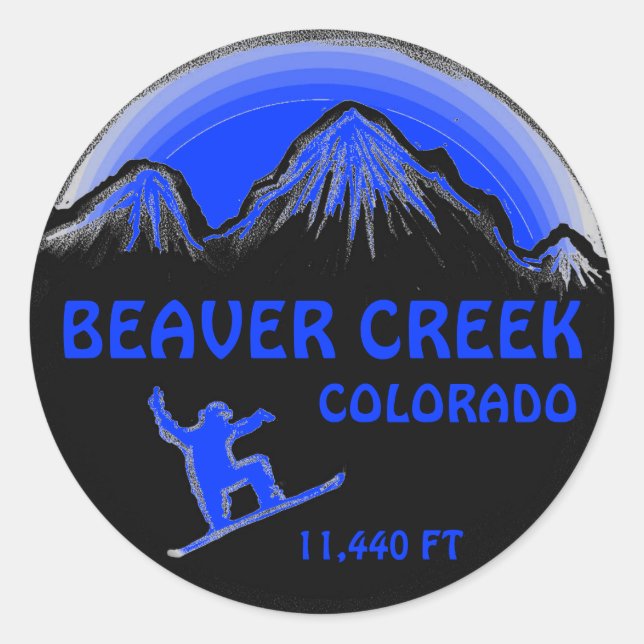 Pegatinas de arte de snowboard azul de Beaver Cree (Anverso)