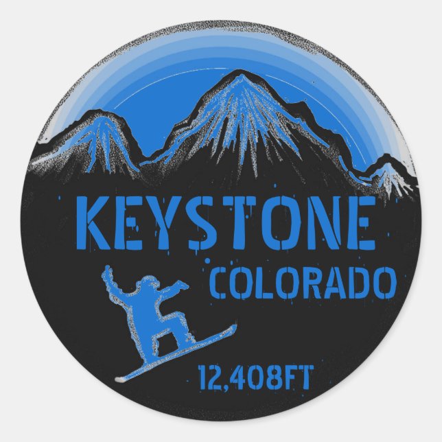 Pegatinas de arte de snowboard azul de Keystone Co (Anverso)