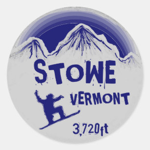 Pegatinas de arte de snowboard azul Stowe Vermont