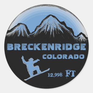 Pegatinas de arte de snowboard azules de Breckenri