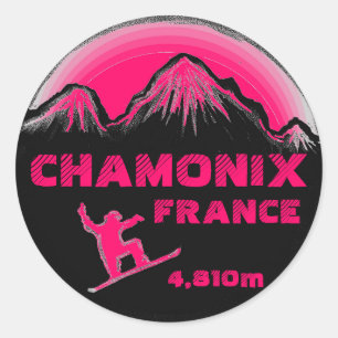Pegatinas de arte de snowboard rosa de Chamonix Fr