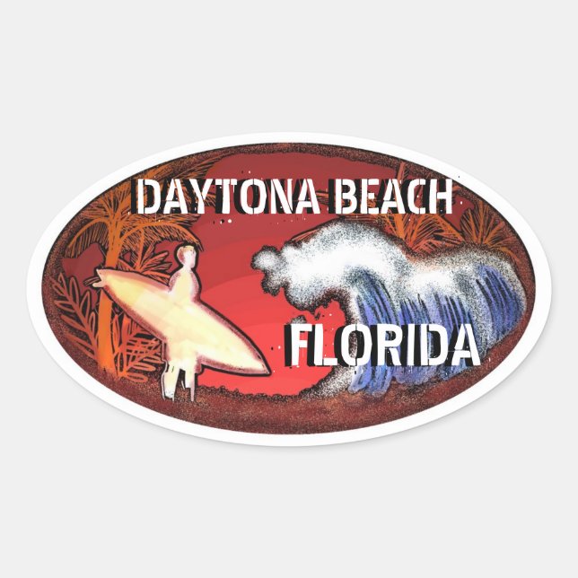 Pegatinas de arte de surf de Daytona Beach Florida (Anverso)