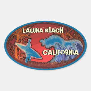 Pegatinas de arte de surf de Laguna Beach Californ