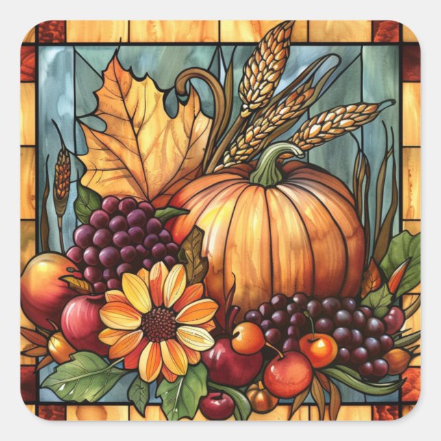 Pegatinas de arte de vidrio manchado de otoño (Anverso)