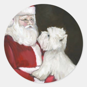 Pegatinas de arte de West Highland Terrier y Santa