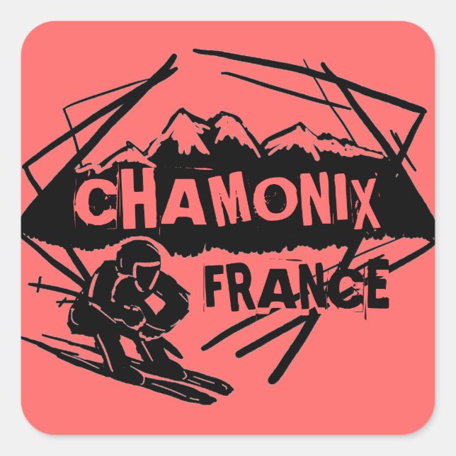 Pegatinas de arte del logo de esquí rosa de Chamon (Anverso)