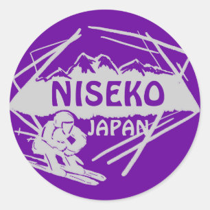 Pegatinas de arte del logo de Niseko Japan púrpura