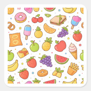Pegatinas de Arte Doodle de Snacks de Frutas Color