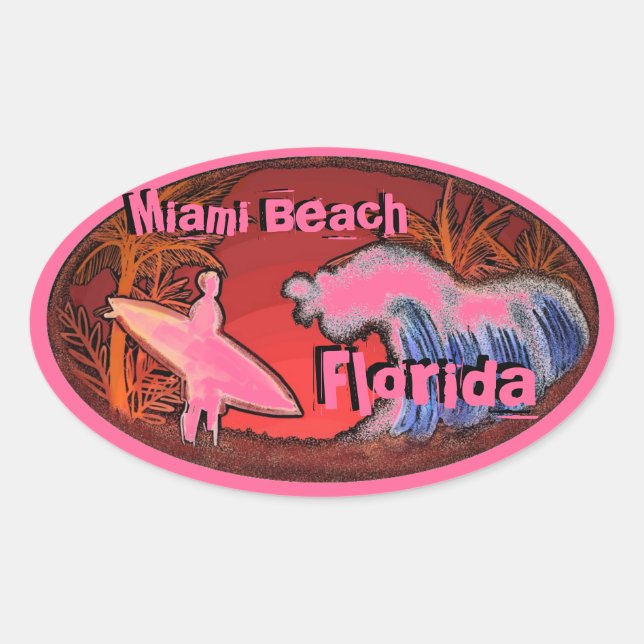 Pegatinas de arte en Miami Beach Florida con olas  (Anverso)