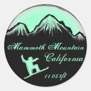 Pegatinas de arte en snowboard de Mammoth Mountain