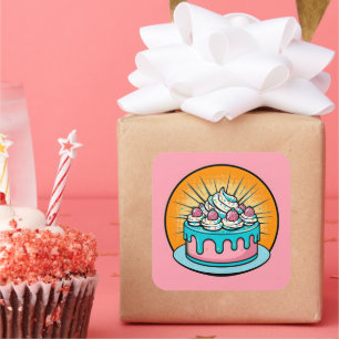 Pegatinas de arte pop del pastel de cumpleaños