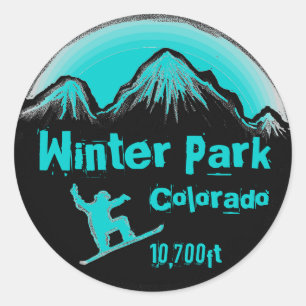 Pegatinas de arte verde azulado de snowboard en Wi