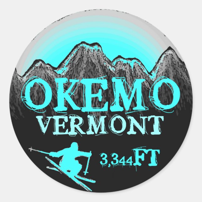 Pegatinas de arte verde azulado Okemo Vermont para (Anverso)